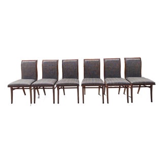 Vintage Mid-Century Sculptural Walnut Dining Chairs With Sabre Legs, Set of 6 For Sale