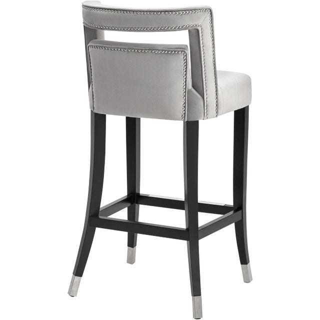 Transitional Hart Grey Velvet Counter Stool For Sale - Image 3 of 7