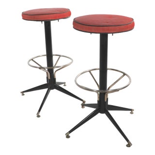 Pr. Mid Century Bar Height Swivel Stools For Sale