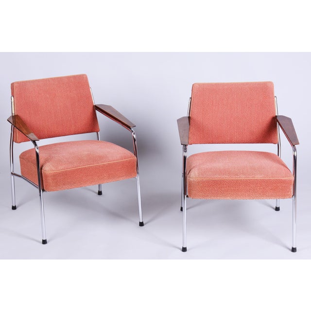 Bauhaus Seating Set in Tubular Chrome-Plated Steel, Czech, 1940s, Set of 3 For Sale - Image 4 of 18