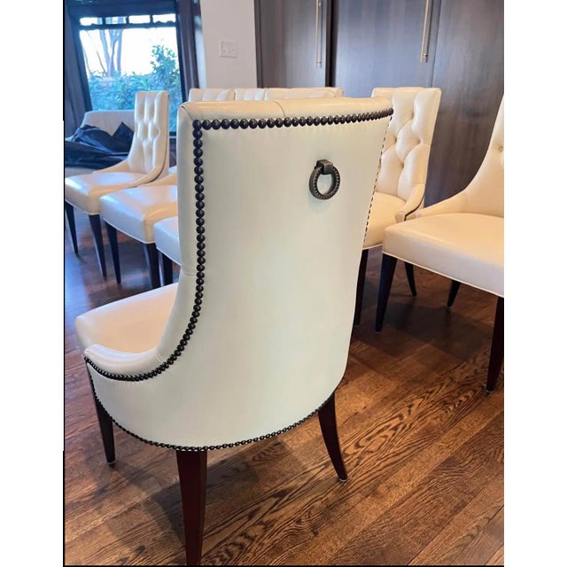 Thomas Pheasant Baker Furniture Thomas Pheasant Ritz Dining Leather Chairs + Two Baker Hostess Chairs - Set of 10 For Sale - Image 4 of 15