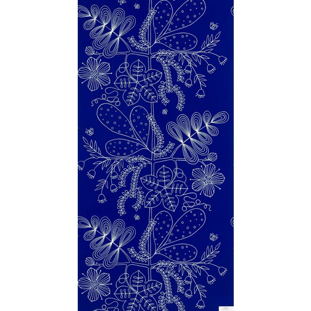Schumacher Blommen Wallpaper in Marine For Sale
