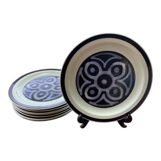 Late 20th Century Modernist Stoneware Dinner Plates- Set of 8 For Sale