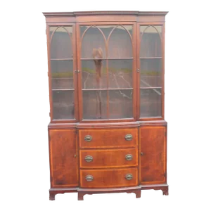 1940s Traditional Style Tall Mahogany China / Display Cabinet