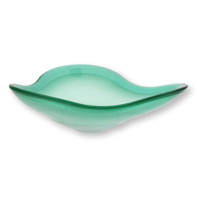 Traditional Large Freeform Sea Green Murano Glass Bowl For Sale - Image 3 of 5