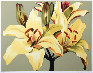 C. 1980 "Lilies on Green" Serigraph Print by Lowell Blair Nesbitt