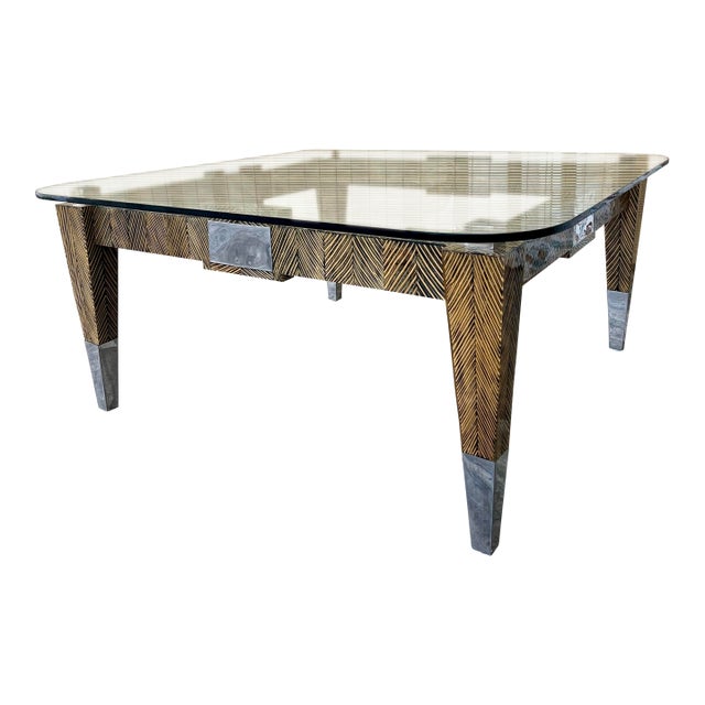 Postmodern Coco Wood Glas Top Coffee Table by Robb & Stucky. Circa 1990s For Sale