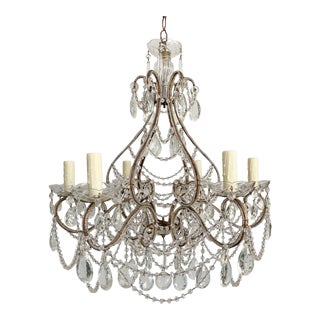 Italian Vintage Crystal Beaded Chandelier For Sale