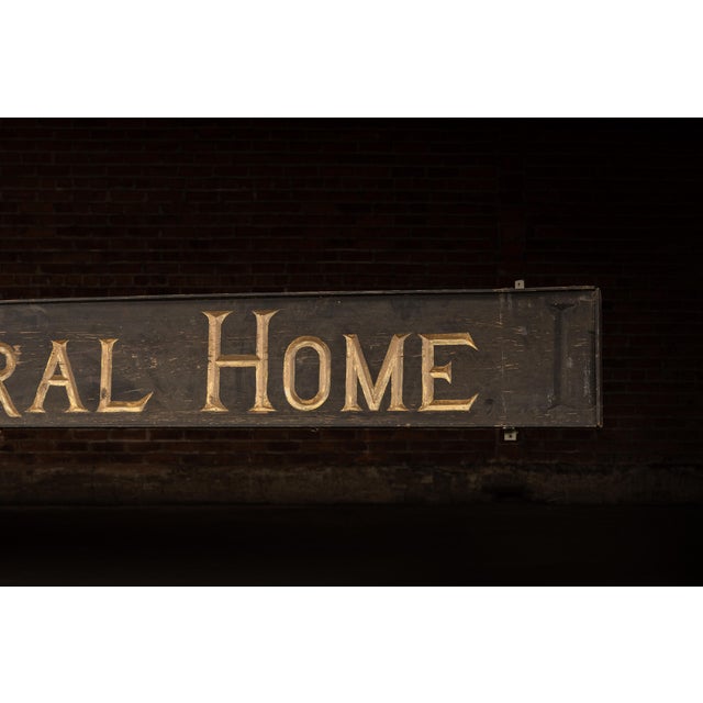 Early 20th Century Antique Hand-Carved "Bookhout Funeral Home" Painted Wood Sign For Sale - Image 5 of 15