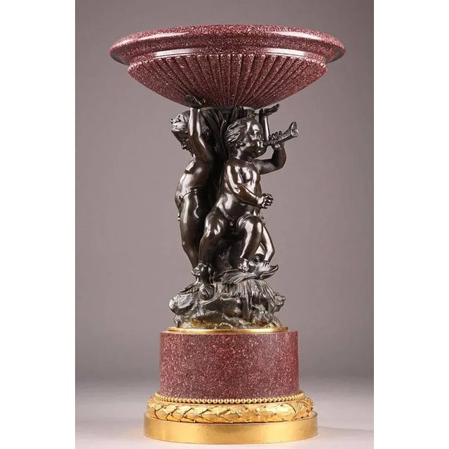 Early 19th Century Cup in Egyptian Porphyry and Bronze with Cupids For Sale - Image 4 of 7