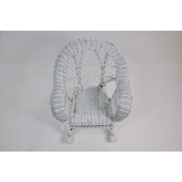 Children’s Vintage White Wicker Rocking Lounge Armchair Chairish