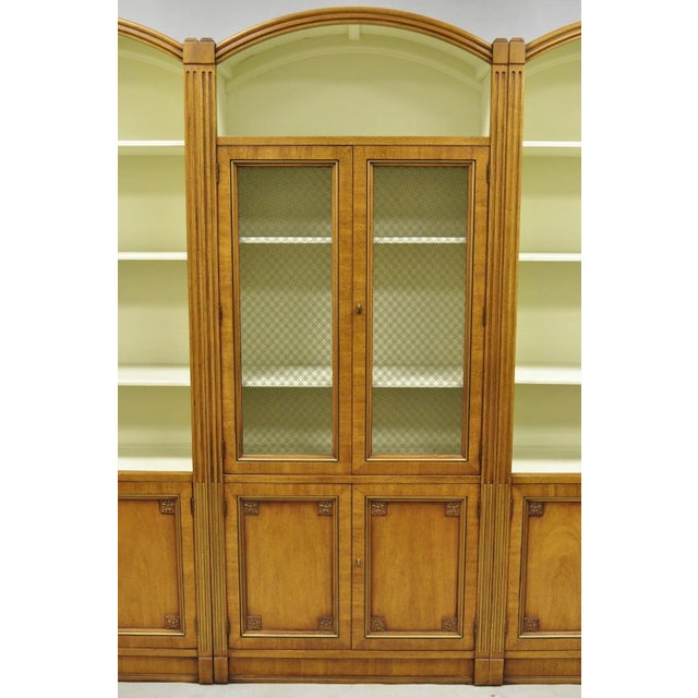 Henredon Mid 20th Century Henredon French Country Provincial Walnut Fruitwood 3 Pc Wall Unit Bookcase For Sale - Image 4 of 18