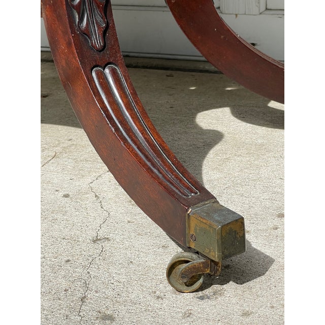 Circa 1820 English Regency Mahogany Leather Top Card Table Acanthus Leaf Carved For Sale - Image 11 of 12