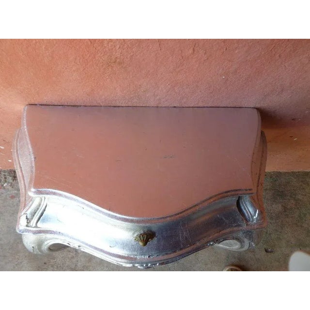 Wood 1960s Mid Century Modern Silver Leaf Wall Console Table For Sale - Image 7 of 8