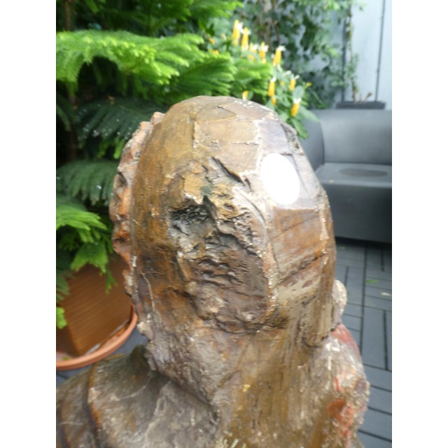 18th Century Spanish Hand Carved Polychromed Saint Statue For Sale - Image 9 of 13
