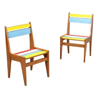 Small Vintage Chairs in Beech, 1950s, Set of 2 For Sale