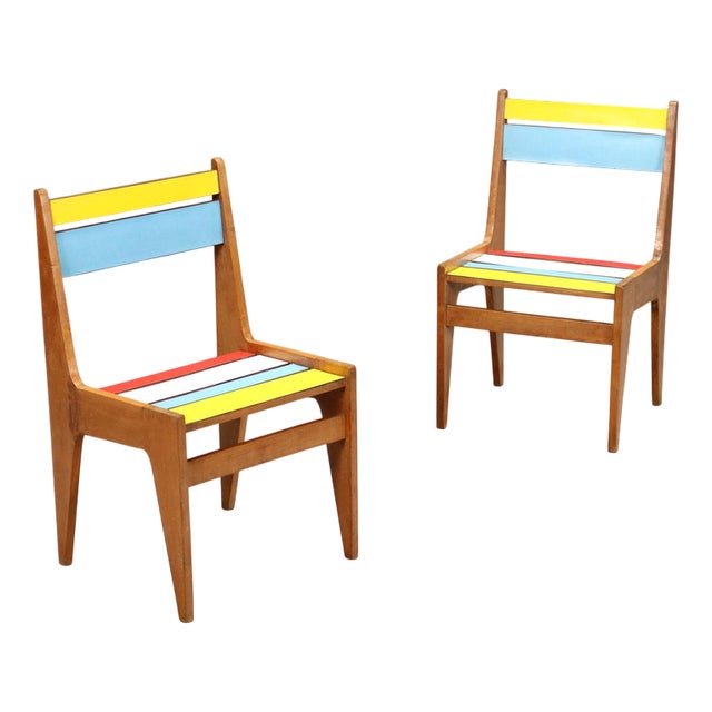 Small Vintage Chairs in Beech, 1950s, Set of 2 For Sale