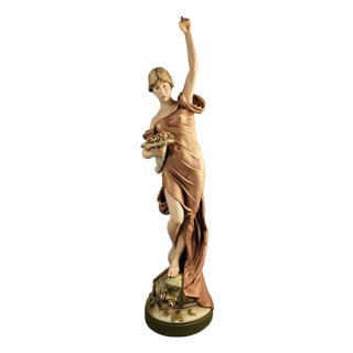 Graceful Maiden Porcelain Sculpture from Royal Dux, Early 20th Century For Sale