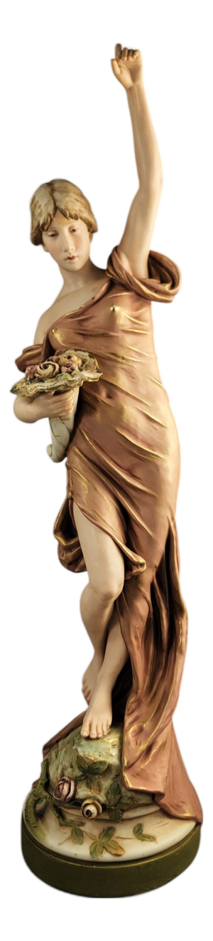 Graceful Maiden Porcelain Sculpture from Royal Dux, Early 20th Century
