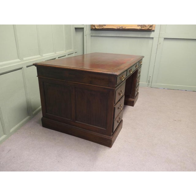 Large Victorian Pedestal Desk For Sale - Image 5 of 8