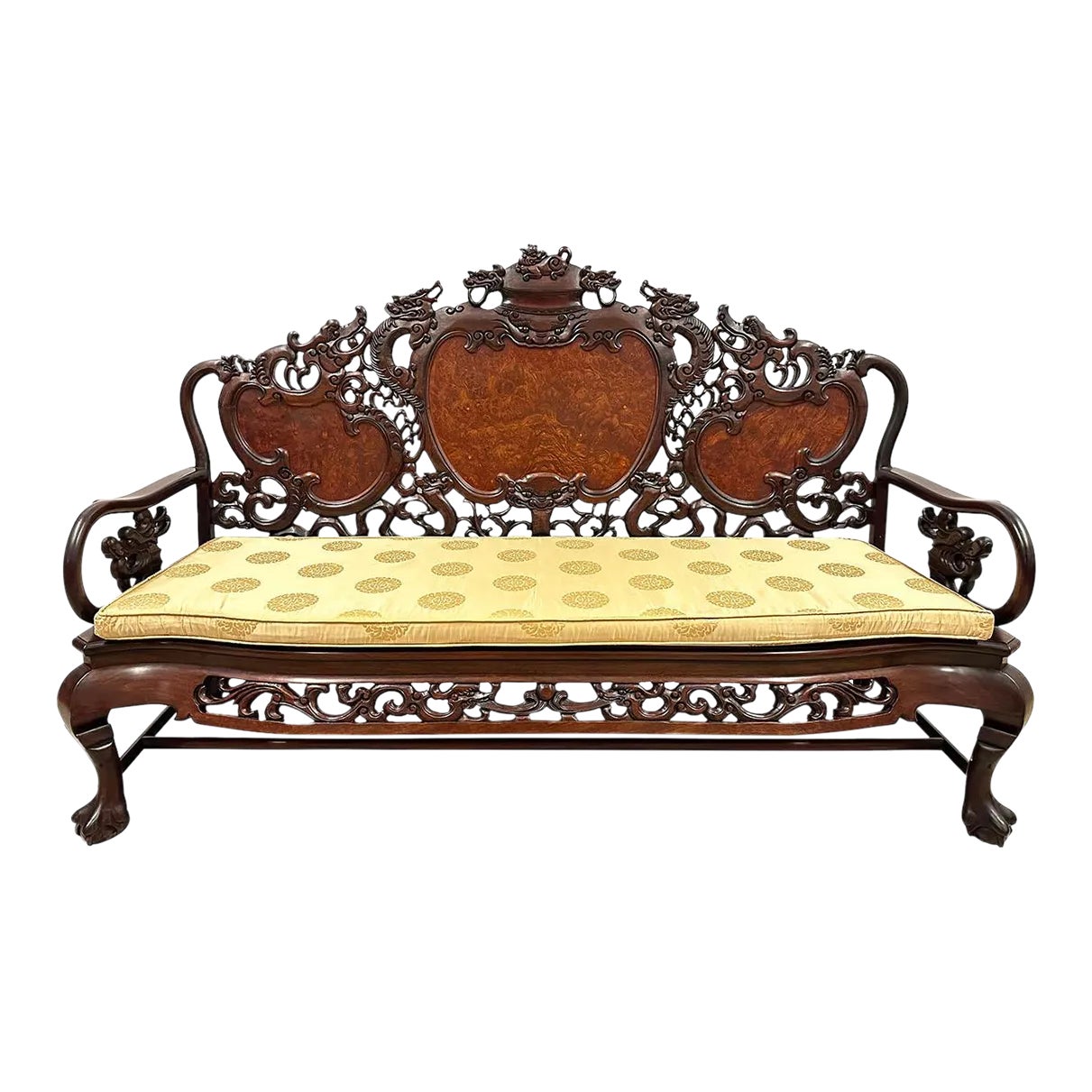 ソファ・ベンチ Antique Bench 120 Early 20th Century Chinese Carved Rosewood Long Bench, Sofa | Chairish