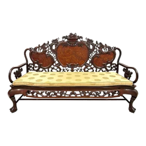 Early 20th Century Chinese Carved Rosewood Long Bench, Sofa