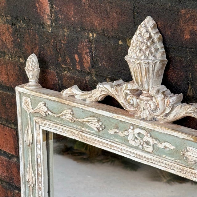 Mid 20th Century Swedish Gustavian Style Trumeau Wall Mirror With Laurel Swags - Newly Painted For Sale - Image 12 of 18