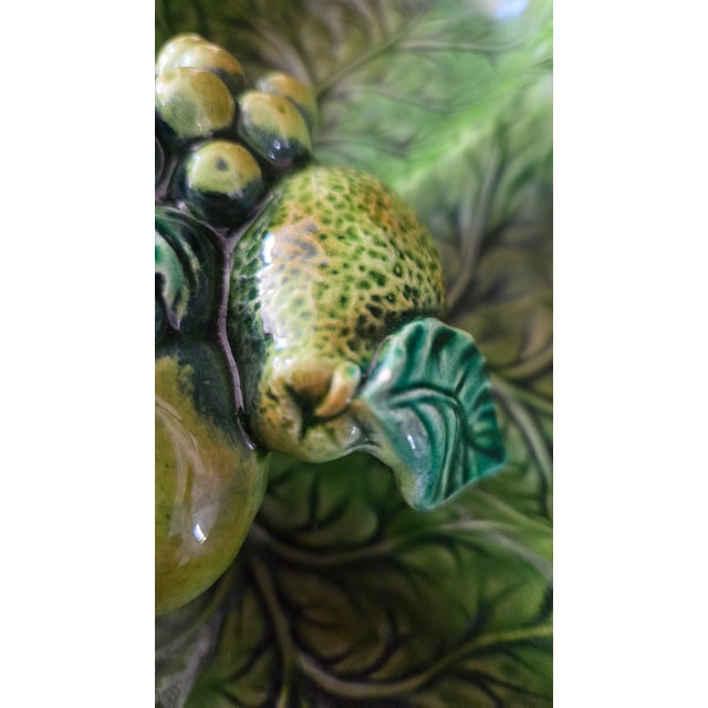 1960s Inarco E2603 Green Majolica-Style Fruit and Leaf Divided Serving Platter For Sale - Image 9 of 16