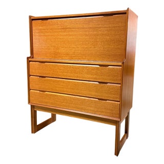 Mid-Century Modern Teak Secretary Desk Attributed to Turnidge For Sale