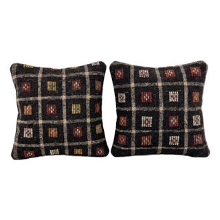 Turkish Oushak Kilim Pillow Cover 19'' X 19'' - Set of Two For Sale