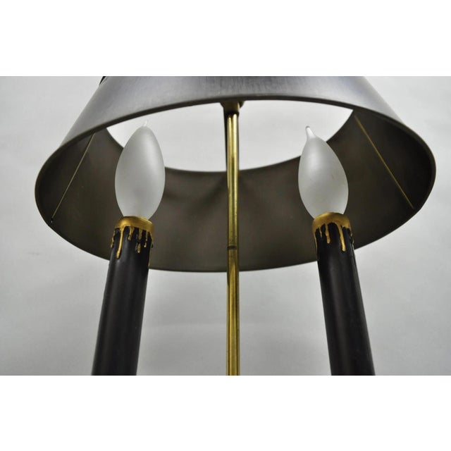 Mid 20th Century Vintage French Empire Tole Metal Oval Shade Small Brass Bouillotte Desk Lamp For Sale - Image 9 of 12