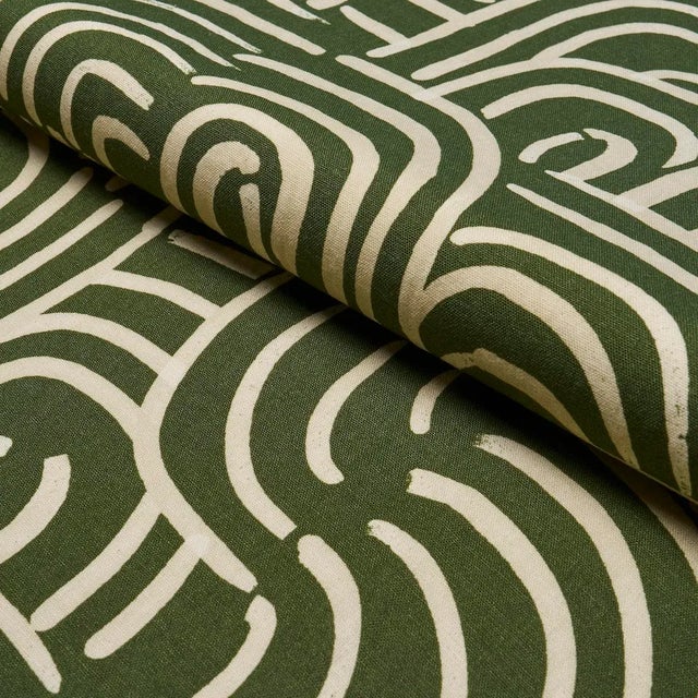 Schumacher SAMPLE - Schumacher X Backdrop New Beat Fabric In Olive For Sale - Image 4 of 5