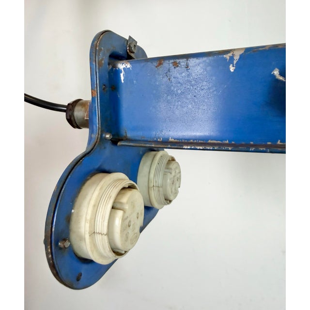 Industrial Blue Hanging Tube Light, 1970s For Sale - Image 18 of 18