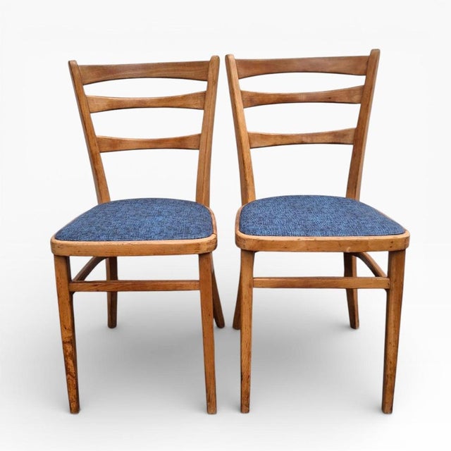 Beech Dining Chairs with Upholstered Seats, Set of 2 For Sale - Image 4 of 8