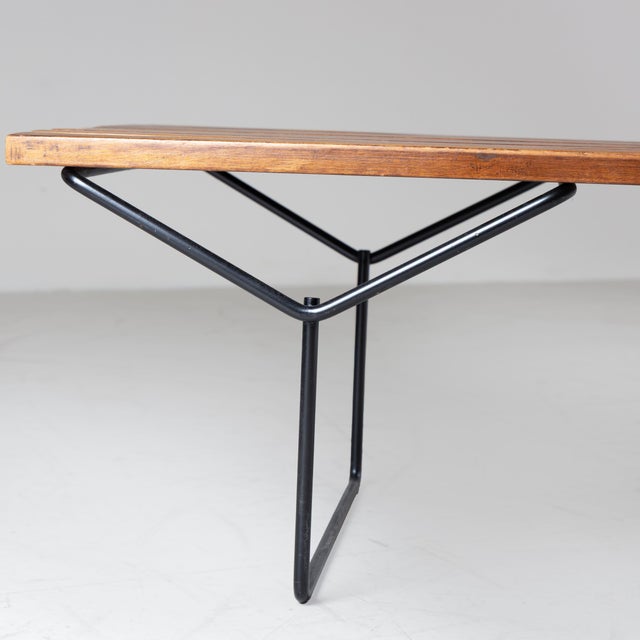 Black Wooden Slatted Bench from Harry Bertoia, 1960s For Sale - Image 8 of 12