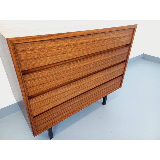Mid-Century Scandinavian Modernist Style Chest of Drawers in Rosewood and Black Metal, 1960s For Sale - Image 10 of 15