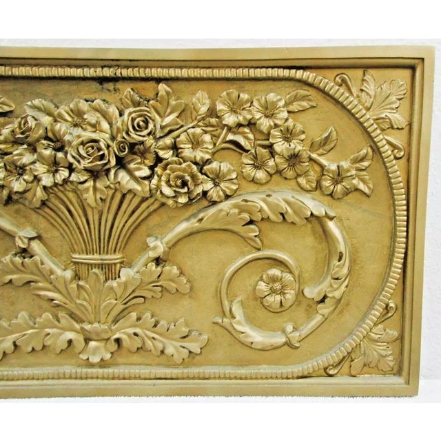 1990s 1990s Louis XVI Style Rose Basket Floral Raised Wall Plaque With Foliate Tendrils For Sale - Image 5 of 11