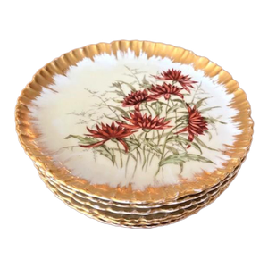 Charles Field Haviland Antique Assorted Floral Hand Painted Limoges Salad/Dessert Plates Set of 6