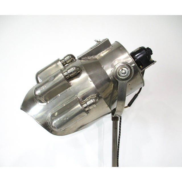 Mid-Century Modern Streamline Art Deco Polished Aluminum Spaceage Floor Lamp For Sale - Image 3 of 16