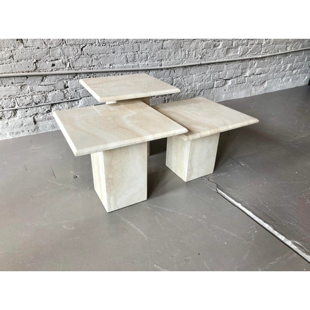 Stone Vintage Italian Postmodern Travertine Coffee Table Trio - 3 Pieces For Sale - Image 7 of 8