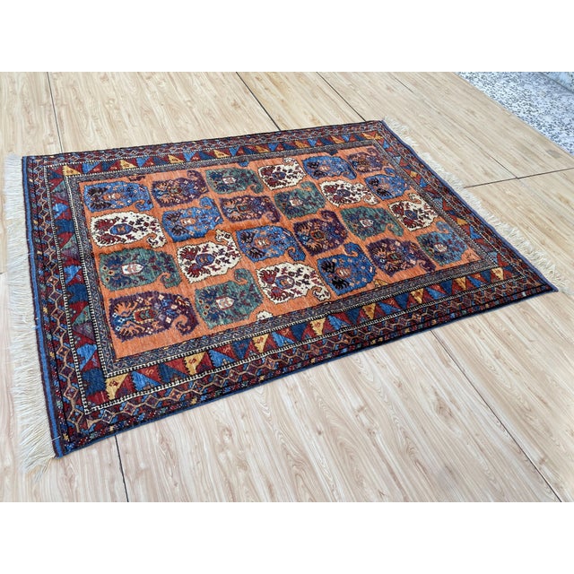 Persian Rust Bakhtiari Garden Style Handmade Wool Rug 5x7 For Sale - Image 3 of 14