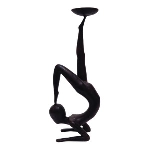 Midcentury Bronze Candle Holder Acrobatic Female Figure 19" Tall