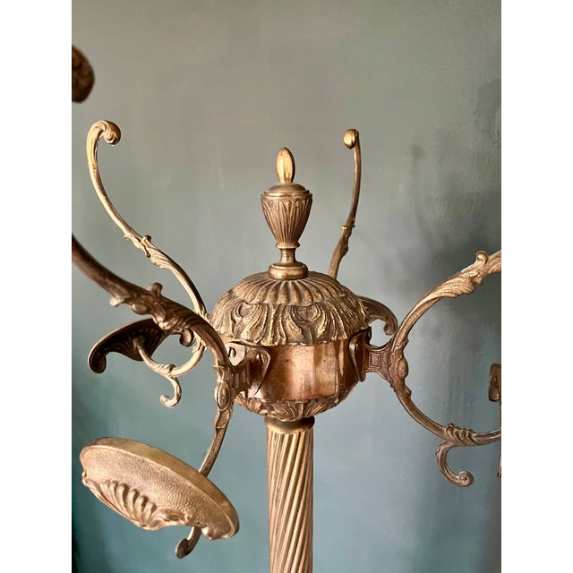 Metal Antique French Napoleon III-Second Empire Ornate Bronze Coat Hat & Scarf Stand or Rack Circa 1880 For Sale - Image 7 of 10