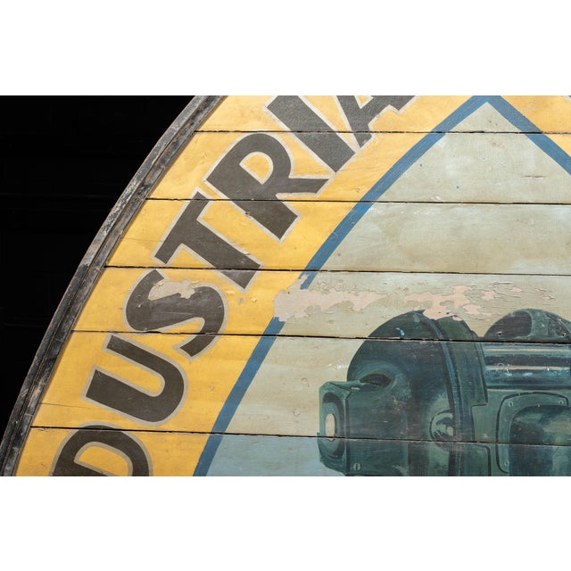 Oversize Antique Industrial Electric Service Hand-Painted Wooden Sign For Sale - Image 4 of 15