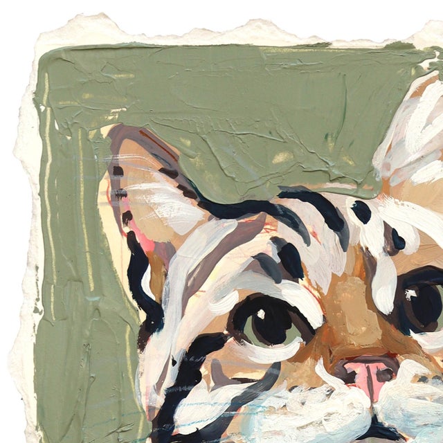 2020s Fascinating Feline - Original Expressive Cat Portrait Acrylic and Pencil Art For Sale - Image 5 of 6