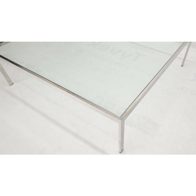 Transparent Mid Century Modern Large Oversize Square Chrome Stainless Steel Coffee Table For Sale - Image 8 of 10