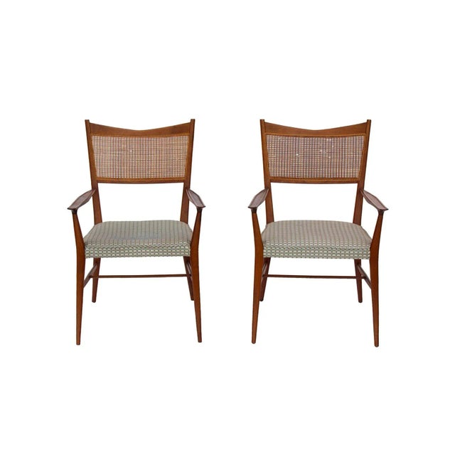 Paul McCobb for Calvin Walnut Dining Chairs With Caned Backs Directional , S/6 For Sale - Image 6 of 12