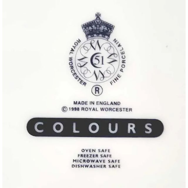 Royal Worcester 8 Royal Worcester Colours Pattern Chargers Dinner Service Plates Blue For Sale - Image 4 of 4