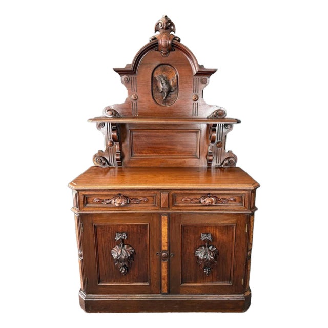 19th Century Carved Sideboard With Bird Motif For Sale