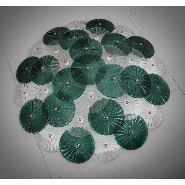 Art Deco Murano Glass Transparent and Green Chandelier, 2000 For Sale - Image 10 of 10